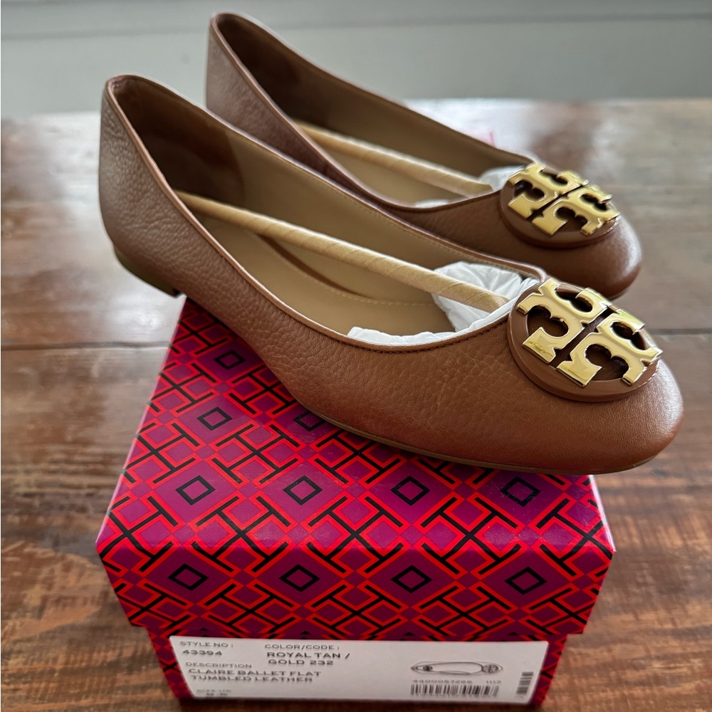 Tory Burch | Tory Burch Claire Ballet Flat | Tumbled Leather | Size 8.5